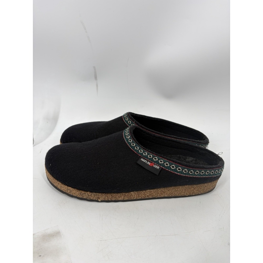 Haflinger Mens GRIZZLY Black Wool Clogs Slippers Sz 45 /US 12